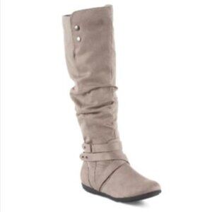 Basic Editions  Women's DEVAN Knee-High Light scrunched Boot Grey wide or med